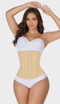 Cinturilla beige moldeadora colombiana strapless Ultra Reloj de Arena, cierre frontal con ganchos de refuerzo, varillas internas y 4 niveles de ganchos. Máximo control y definición de cintura. Ordena hoy, envío a todo México
