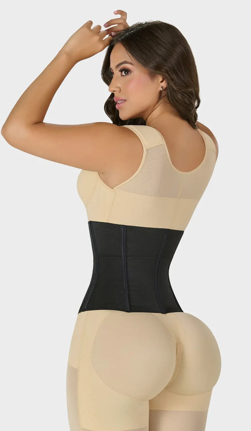 Cinturilla moldeadora colombiana strapless dos bandas con velcros ajustables y varillas internas. Define cintura con efecto reloj de arena desde el primer uso. Ordena hoy, envío a todo México.