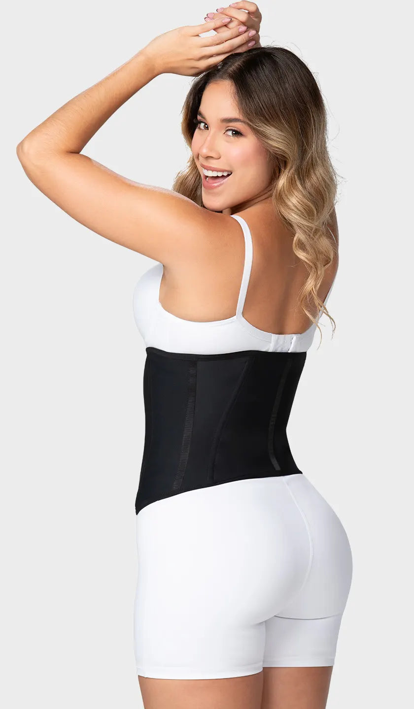 Cinturilla de látex colombiana control fit strapless con varillas internas y ganchos cubiertos en 4 niveles. Reduce cintura al instante. Compra en línea, envío a México.
