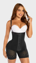 Faja moldeadora colombiana corta strapless, banda contramarcada, silicón en pierna y 4 niveles de ganchos. Cierre inferior y realce de glúteos garantizado. Ordena hoy, envío a todo México.