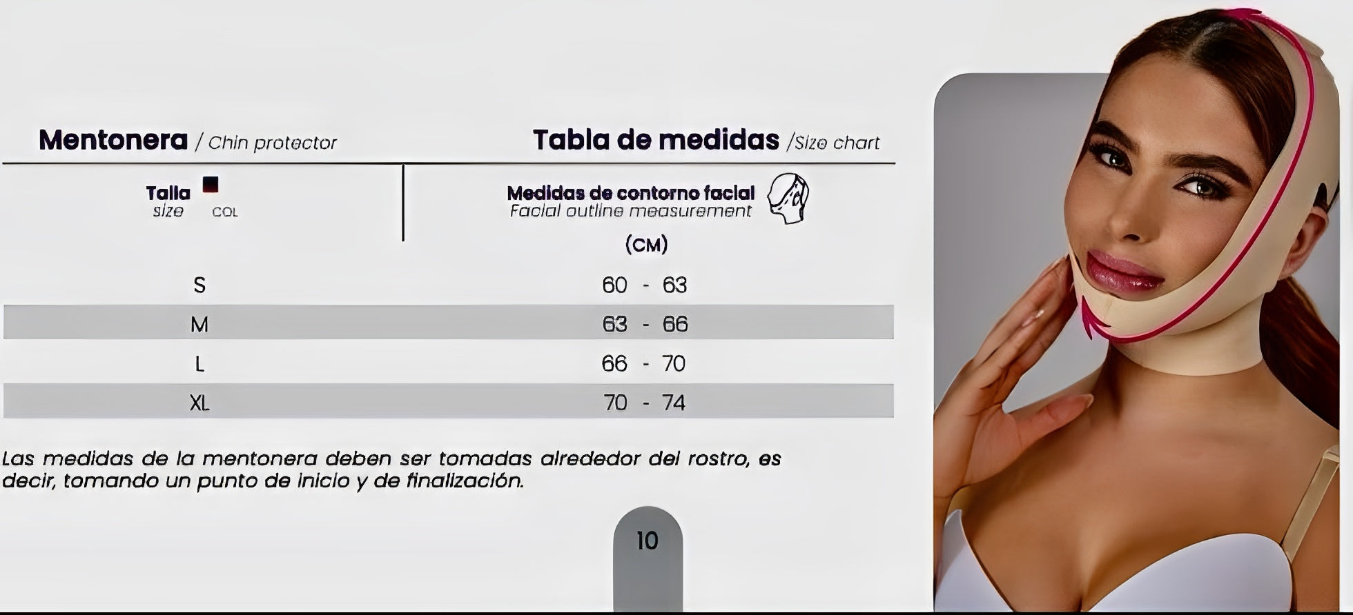 Tabla de medidas para nuestras mentoneras colombianas